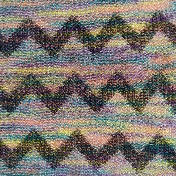 Chevron Zig Zag Fringe Soft Scarf Yellow Purple Multi - Picture 5 of 10